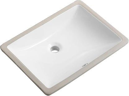Ada Compliant 20"x15" White Ceramic Rectangle Undermount Bathroom Sink with Overflow (20"x15")