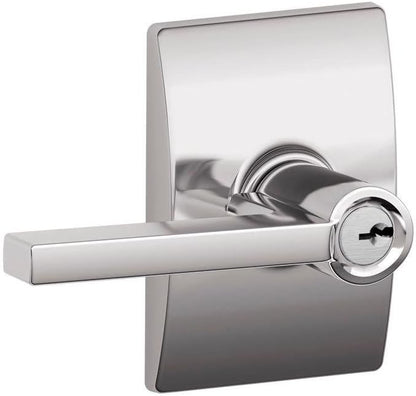 SCHLAGE F51A LAT 625 CEN Latitude Lever with Century Trim Keyed Entry Lock, Bright Chrome