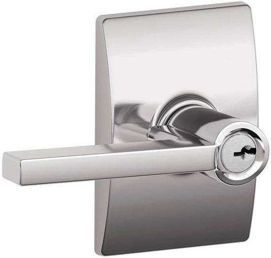 SCHLAGE F51A LAT 625 CEN Latitude Lever with Century Trim Keyed Entry Lock, Bright Chrome