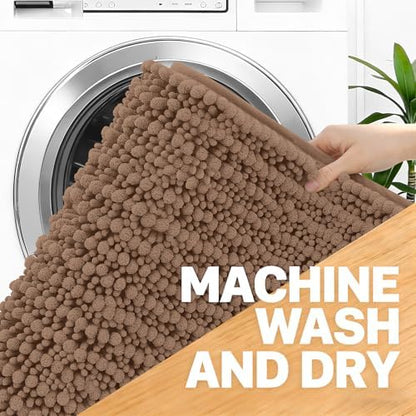 OLANLY Bathroom Rugs 34x21, Thick Soft Absorbent Chenille Bath Rugs
