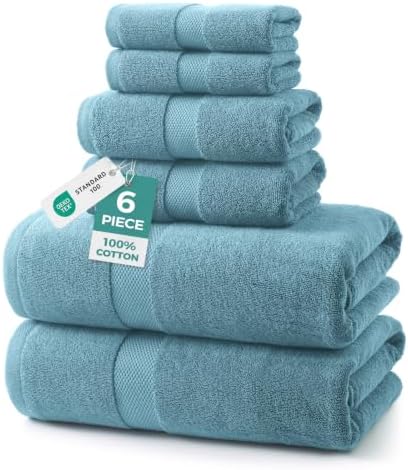 ecolook Ultra Soft 6-Piece Towel Set, 100% Cotton