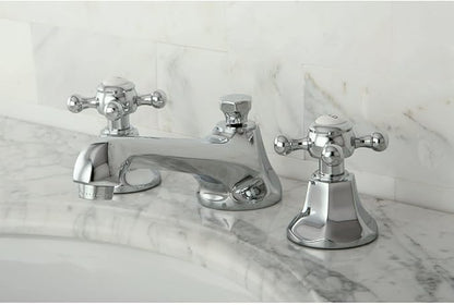 Kingston Brass KS4461BX Metropolitan Widespread Lavatory Faucet with Metal Cross Handle, Polished Chrome, 8-Inch Adjustable Center