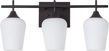 3-Light Bathroom Lighting Fixtures Over Mirror, 21" Oil Rubbed Bronze Vanity Lights Farmhouse Bath Wall Sconce with Milk Glass for Bath, OS-YQ9167-3AW