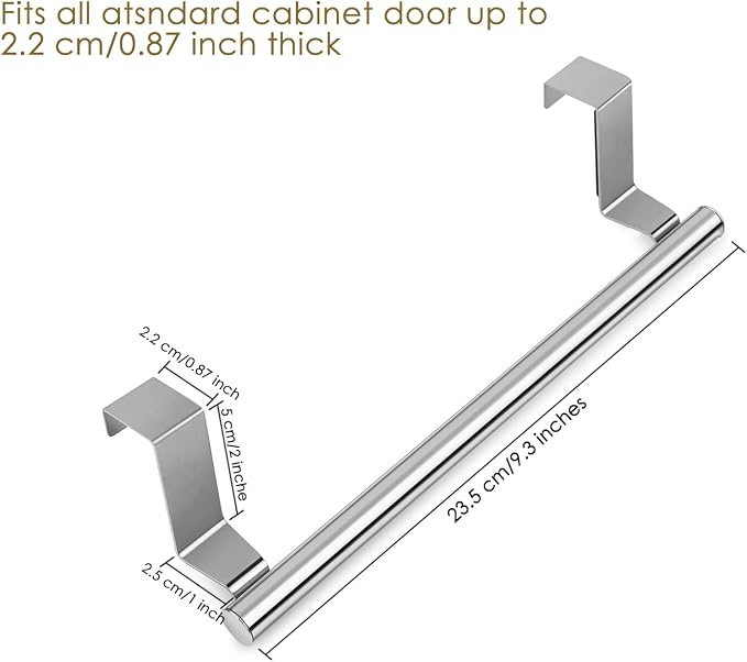 Kitchen Towel Holder Over Cabinet Door Towel Bar 2 Pieces Stainless Steel Kitchen Towel Hanger