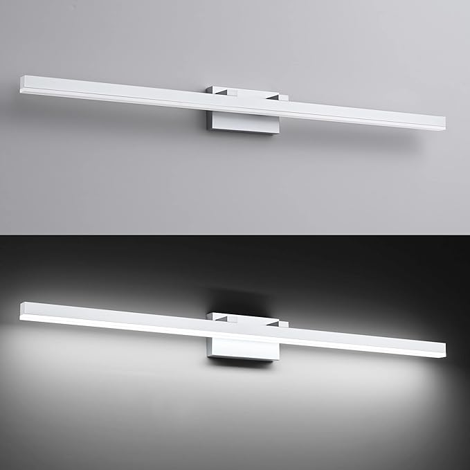 PRESDE Bathroom Vanity Light Dimmable 48in Modern Silver LED Bathroom Light Fixtures Over Mirror Bath Wall Lighting （Cold White 6000K）