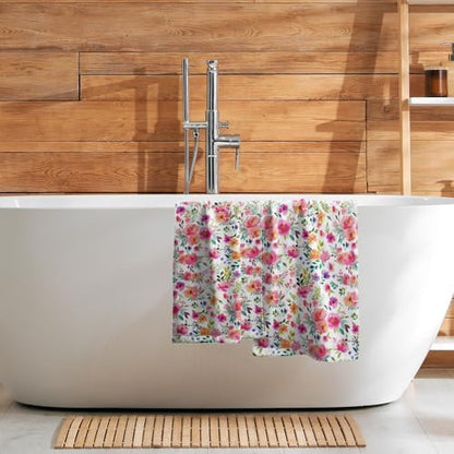Spring Summer Floral Hand Towels Set of 2, Multicolor Flower Decorative Bathroom Towel 28x14 Inch, Soft Absorbent Microfiber Wash Cloth for Kitchen Gym Hotel Home Decor