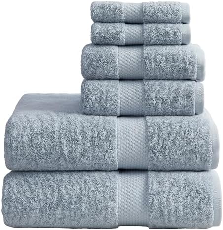 Springtree Home 100% Cotton Luxury Hotel Bath Towel Set | 6-Piece Set Blue