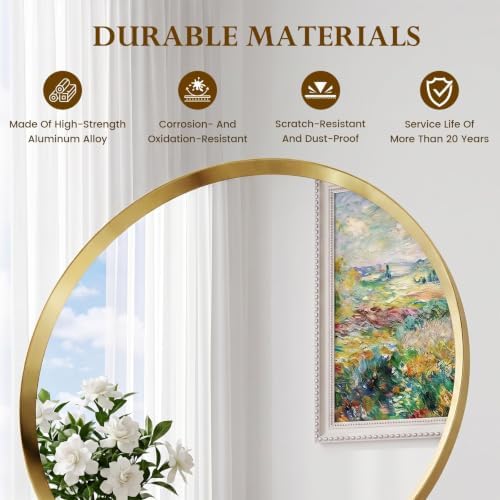 40 inch Brushed Gold Round Bathroom Mirror,Large Circle Mirror