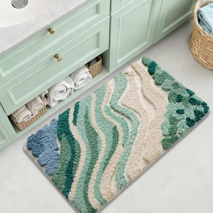 LUMI Beach Bathroom Rug 24x36, Soft Absorbent Bath Mat, Non Slip