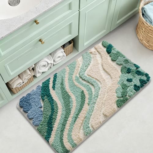 LUMI Beach Bathroom Rug 24x43, Soft Absorbent Bath Mat, Non Slip