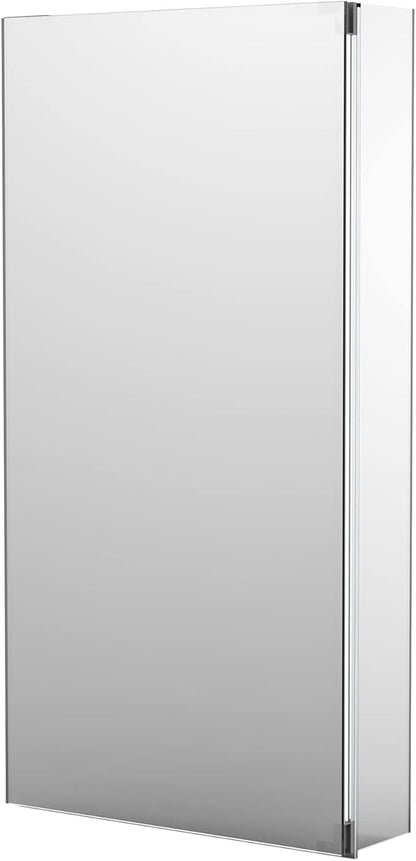 Sunrosa Medicine Cabinet with Mirror, 16" W x 31.5" H, 1 Door, Wall-Mounted & Recessed Bathroom Medicine Cabinet with Tempered Glass Mirror
