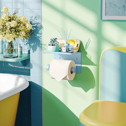 Toilet Paper Holder with Shelf Wall Mounted Toilet Paper Roll Dispenser