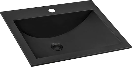Ruvati 21 x 17 Inch Gunmetal Black Drop-in Bathroom Sink - Sleek Topmount Stainless Steel Sink for Bathroom Vanity, Perfect Drop-in Bathroom Sink for Modern Spaces