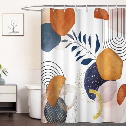 Boho Navy Blue Shower Curtain for Bathroom 72x84 Inch