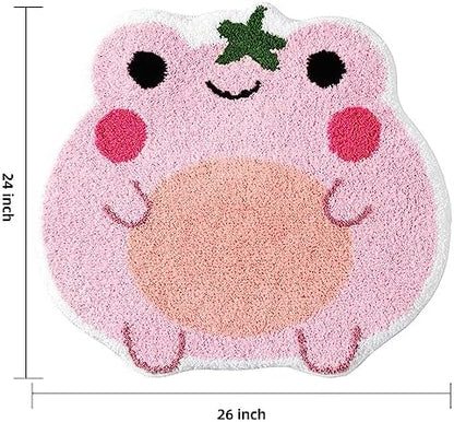 Panstar Cute Pink Frog Bath Mat Non Slip Luxury Absorbent Shaggy Shower Rug Washable Bathroom Decor