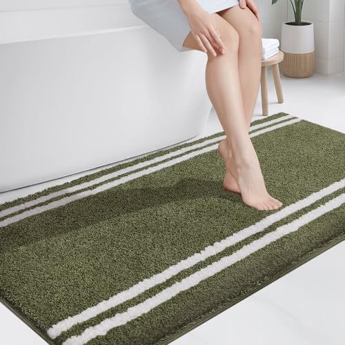 PURRUGS Bathroom Rug, Bath Mat, 30" x 60", Olive Green