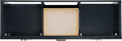 Beckford 66" Midnight Blue Double Bathroom Vanity with Sink, 1.5" Edge Italian Carrara Marble Countertop, 2 Rectangular Undermount Sinks, 4 Soft Closing Doors, 6 Dovetail Drawers, Satin Brass