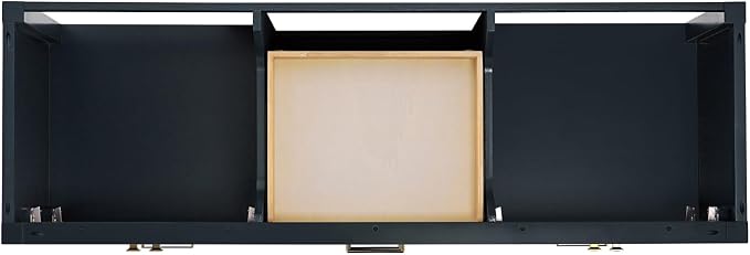 Beckford 66" Midnight Blue Double Bathroom Vanity with Sink, 1.5" Edge Italian Carrara Marble Countertop, 2 Rectangular Undermount Sinks, 4 Soft Closing Doors, 6 Dovetail Drawers, Satin Brass
