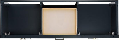 ARIEL Cambridge 66-inch Bathroom Vanity with Sink,Solid Wood, 1.5-inch Pure White Quartz Countertop & Backsplash, Double Oval Porcelain Sink, 4 Soft Closing Doors, 6 Dovetail Drawers, Midnight Blue