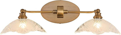 Vintage Vanity Lights, 2-Light 22.83in Antique Brass Bathroom Light fixtures(Requires E12 Bulb, Not Included)