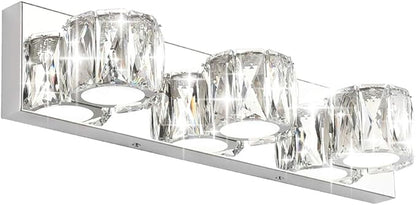 Aipsun 3 Lights Crystal Vanity Lights Over Mirror Modern LED Vanity Lights for Bathroom Vanity Lighting Fixtures(White Lights)