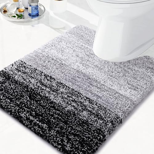 Arotive Microfiber Bathroom Rugs, Soft Absorbent Contour Toilet Rugs, 24x20