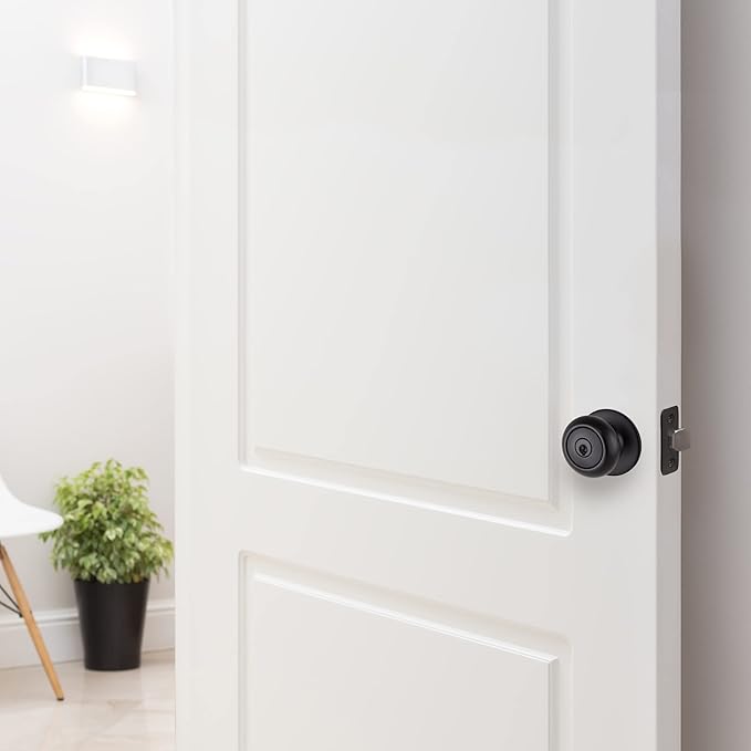 Design House 778936 Cambridge 2-Way Adjustable Entry Door Knob for Front Back Garage, Matte Black