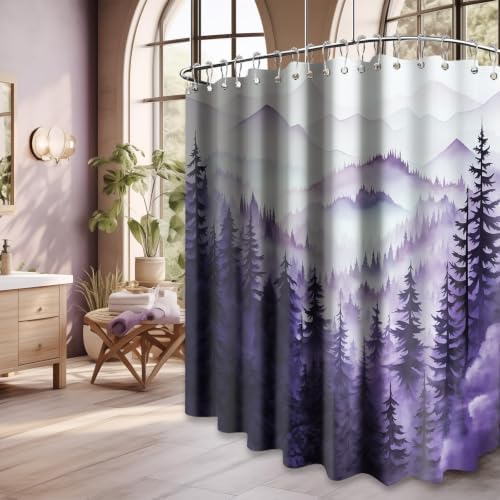 Dark Purple Forest Extra Wide Shower Curtain, 108X72 in for Clawfoot Tub