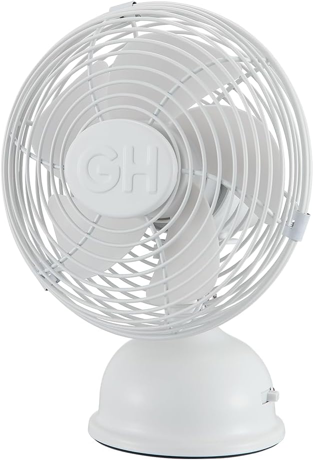 Good Housekeeping 5" All-Metal (92522) USB Desktop Laptop Nightstand Fan with Oscillation (Matte White)