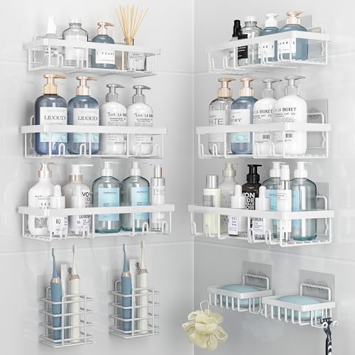 Liuoud 10 Pack Shower Caddy for Inside shower, White Bathroom Storage Decor