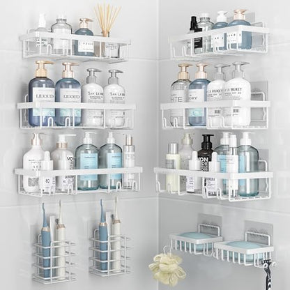 Liuoud 10 Pack Shower Caddy for Inside shower, White Bathroom Storage Decor