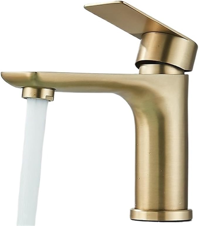 Faucet 304 Stainless Steel Hot and Cold Water Outlet Bathroom Sink Washbasin Faucet Tap﻿(Brushed Gold) Faucet
