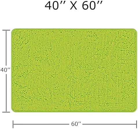 Yeaban Chenille Lime Green Bathroom Rug 40"x60",Non-Slip Rubber Backing