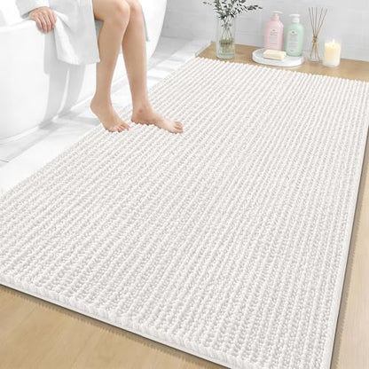OLANLY Large Bathroom Rugs 59x35, Thick Soft Absorbent Chenille Bath Rugs