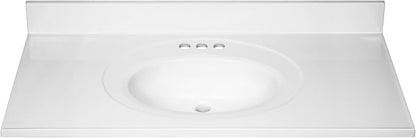 Design House Cultured Marble Vanity Top, 43 in W x 22 in D, Integrated 4 in Centerset Oval Sink & Backsplash, Solid White, 586156 | With Backsplash, , Countertop, Classic, Cultured Marble, Bath, 586156