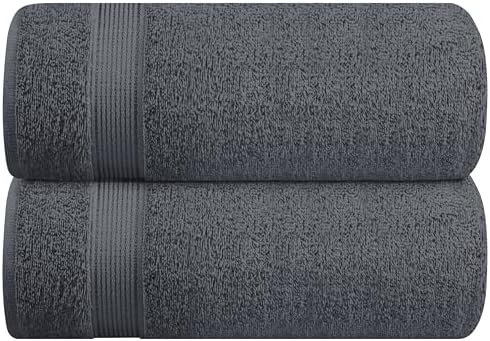 Belizzi Home Cotton 2 Pack Oversized Bath Sheet 35x70, Large Bath Sheet, Ultra Soft, Absorbent, Compact, Eco-Friendly, Recyclable, Quick Drying and Lightweight Towel - Charcoal Grey