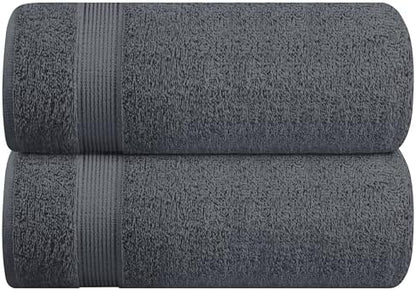 Belizzi Home Cotton 2 Pack Oversized Bath Sheet 35x70, Large Bath Sheet, Ultra Soft, Absorbent, Compact, Eco-Friendly, Recyclable, Quick Drying and Lightweight Towel - Charcoal Grey