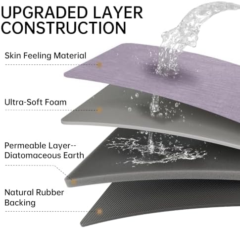 Mecko Bath Mat Ultra Thin Lavender Purple, 24"x36"