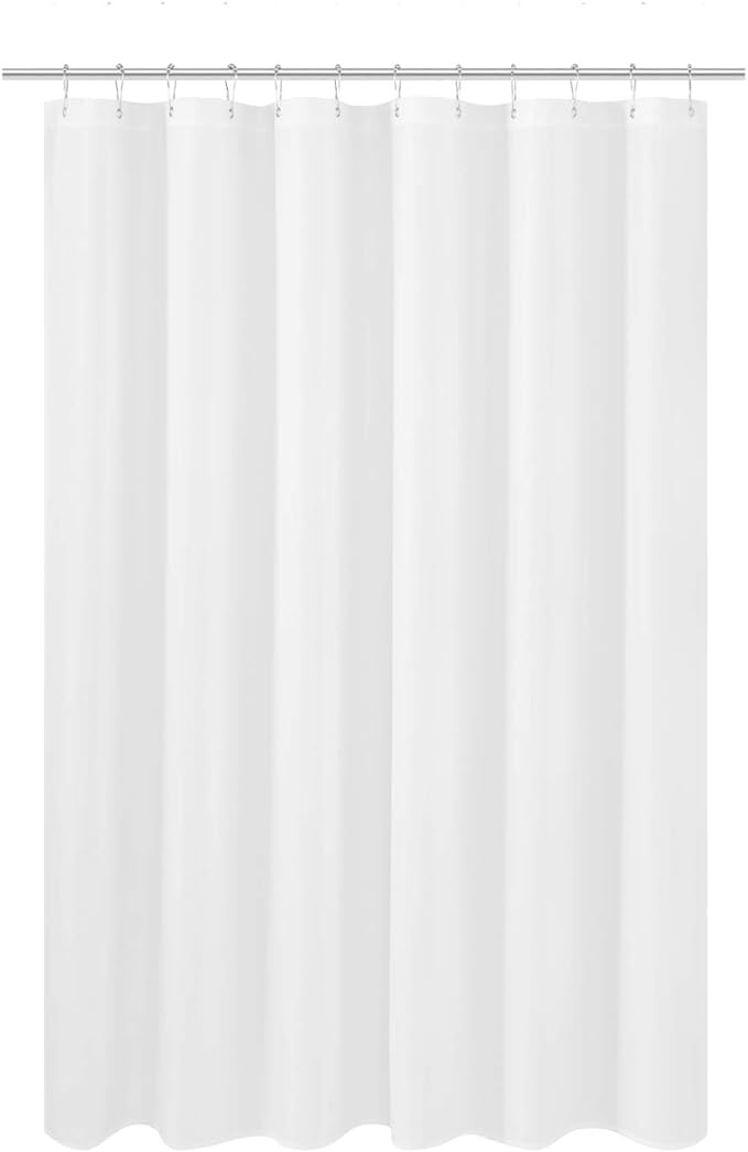 N&Y HOME Fabric Shower Curtain Liner 69 x 70 inches, Hotel Quality, Washable, Water Resistant White Spa Bathroom Curtains with Grommets, 69x70
