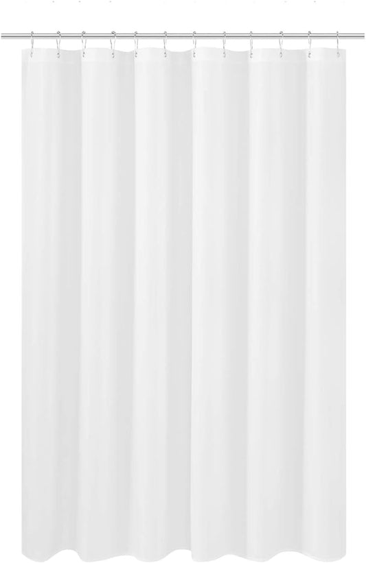 N&Y HOME Fabric Shower Curtain Liner 69 x 70 inches, Hotel Quality, Washable, Water Resistant White Spa Bathroom Curtains with Grommets, 69x70