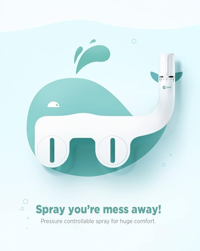 Ciays Bidet Attachment for Toilet Ultra-Slim Bidet Sprayer with Pressure Controls Non-Electric Dual Nozzles for Feminine/Posterior Wash, Sliver and White