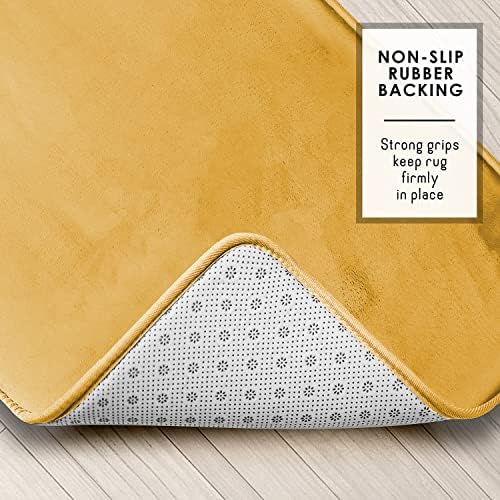 Clara Clark 2 Piece Bathroom Rugs, Velvet Memory Foam Bath Mat Set, Non-Slip Bath Rugs, Machine Wash, Dries Quickly, Ultra Soft Plush Bath Mats for Bathroom, 17 x 24 + Contour, Camel Gold