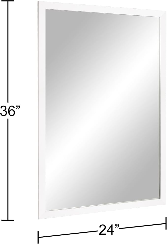 BOMINICA Rectangular Wall Mirror 24” x 36” Bathroom Mirror Framed Wall Mirror for Living Room, Vanity, White