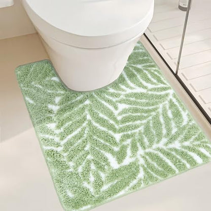 Sage Green Toilet Rug U Shaped Washable Mat for Bathroom Floor 24x20 Non Slip Washable Bathroom Rugs Around Toilet Rug Bath Mat