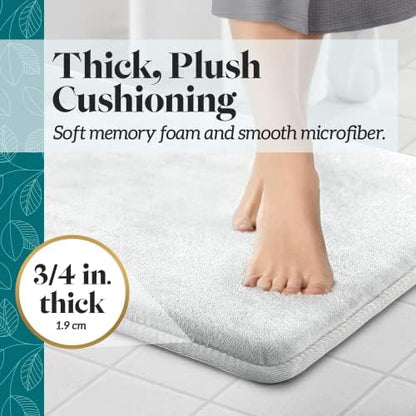 Memory Foam Bath Mat Non Slip Absorbent Super Cozy Velvet Bathroom Rug Carpet (60 inches X 24 inches, White)
