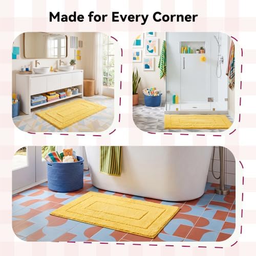 GRANNY SAYS Yellow Bathroom Rug 36" x 24", Non-Slip Microfiber Bath Mat
