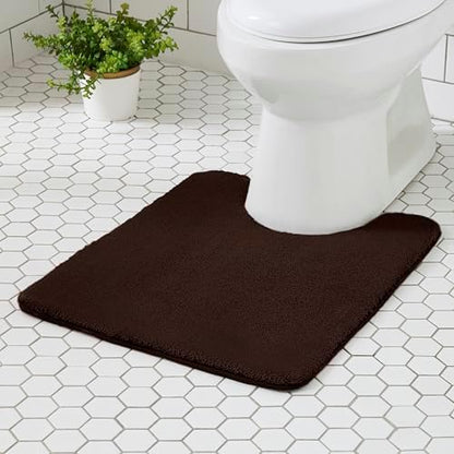 MINIDEAR Toilet Rugs 24x20 - U Shaped Dark Brown Thick Memory Foam Contour Rugs,Ultra Soft & Plush Fluffy, Non-Slip, Quick Dry, Absorbent Washable Floor Microfiber Mat for Home Decor Accessories