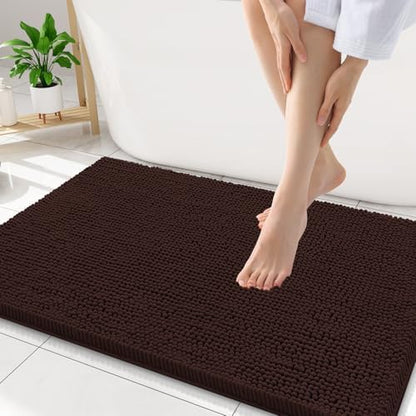 Smiry Bathroom Rugs 30X18, Luxury Chenille Extra Soft Absorbent Bath Mat