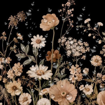 Black Floral Shower Curtain Set with Hooks 72X72, Rustic Wildflower Botanical Daisy Fabric Bath Curtain, Dark Vintage Farmhouse Boho Bathroom Decor, Waterproof Polyester Shower Curtains