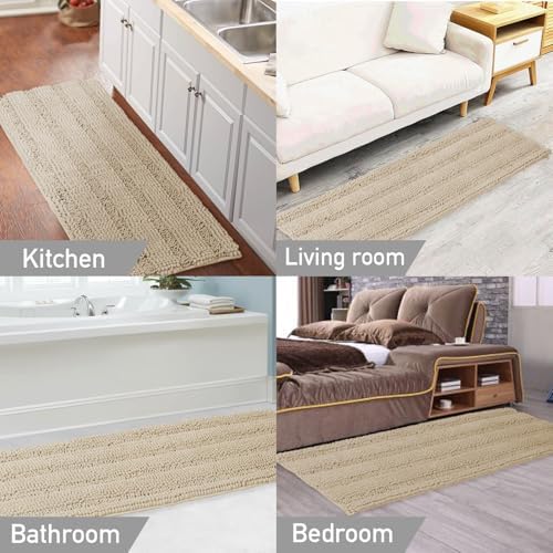 Turquoize Bathroom Runner Rug 20"x59", Soft Absorbent Chenille Bath Rug